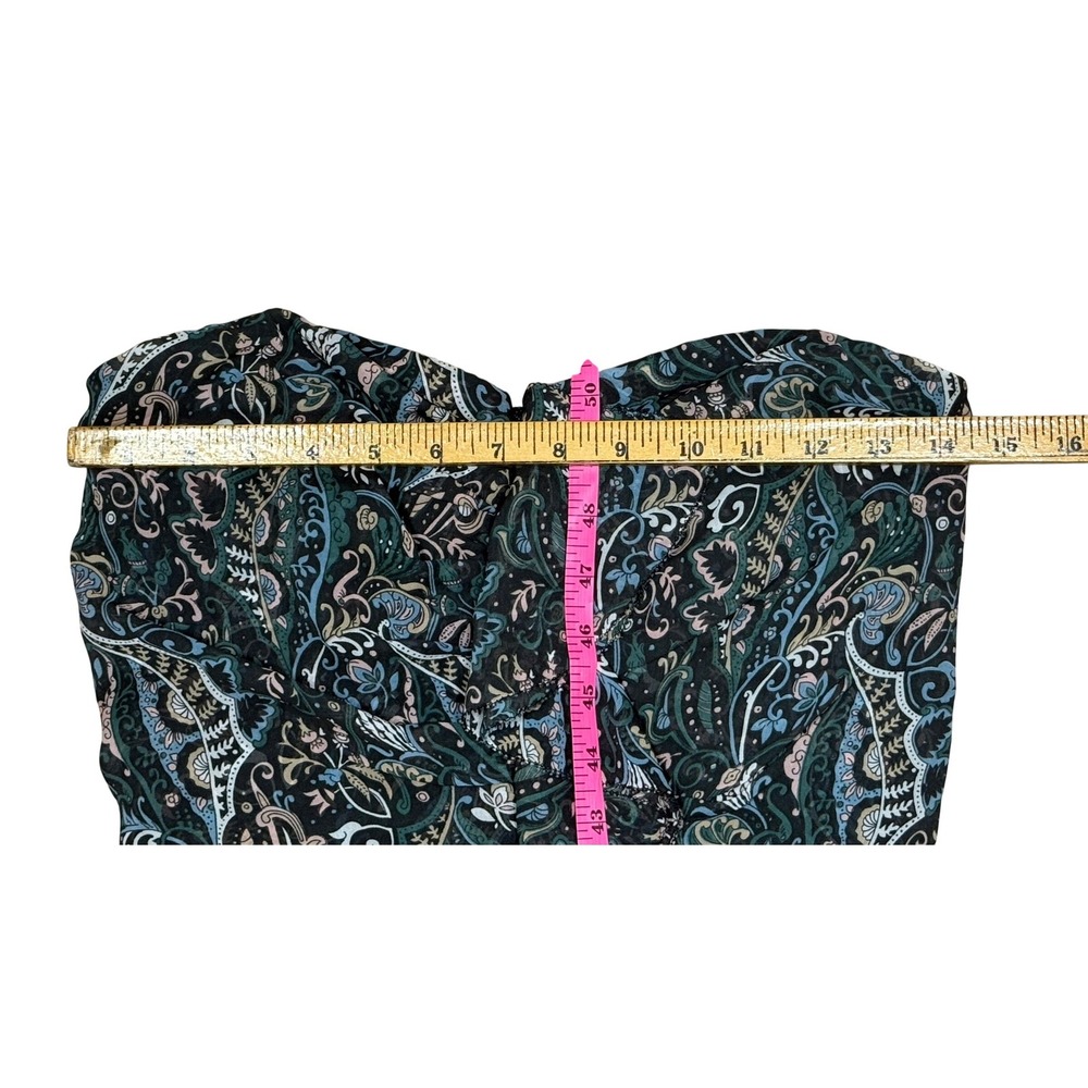 Veronica Beard Silk Paisley Strapless Dress Ruched Draped Midi 2 - Picture 6 of 9